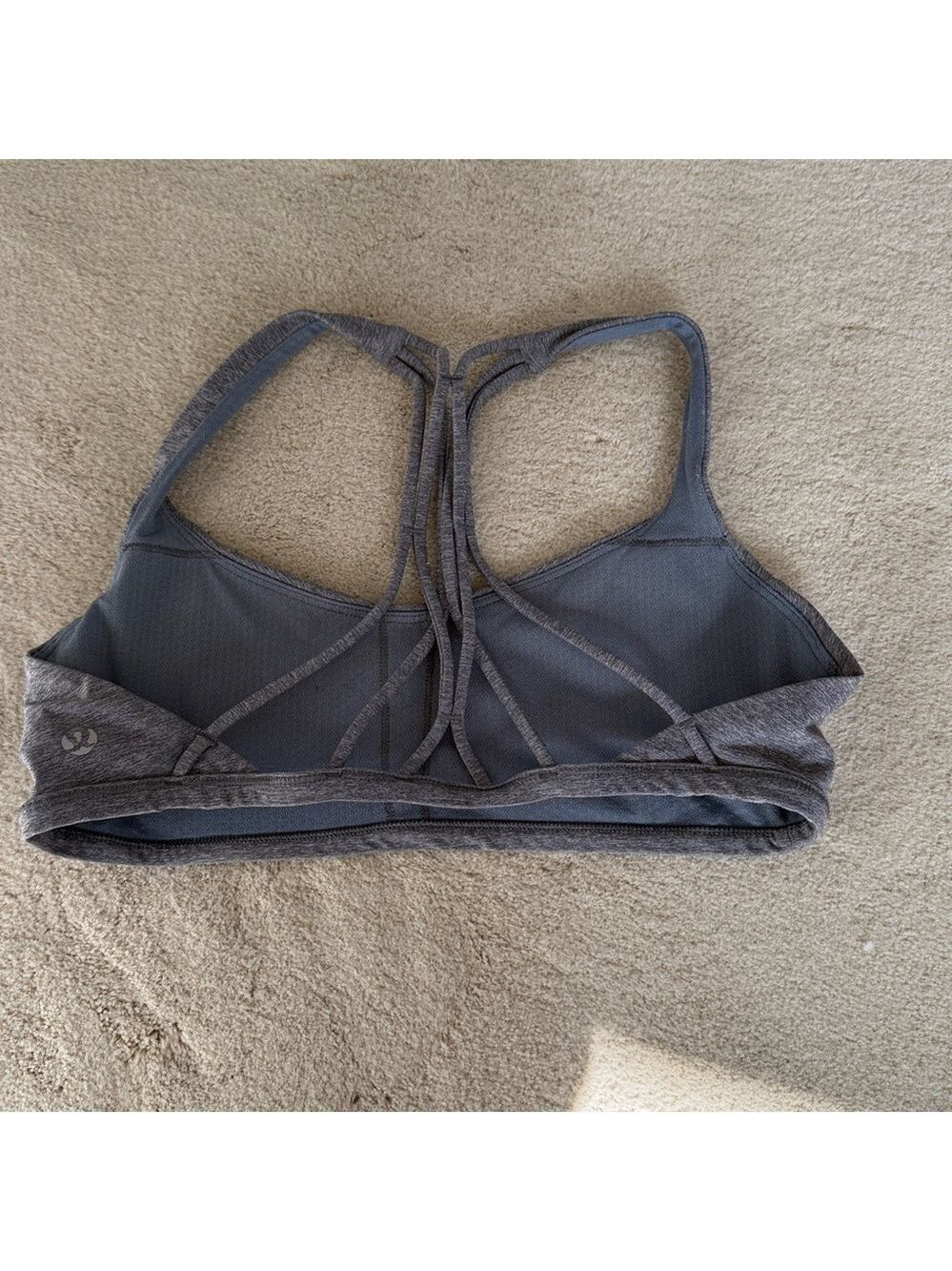 Lululemon free to be wild Heather gray blue Strappy Sports Bra sz 6 - Picture 2 of 4
